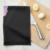 かわいいホログラフィック幽霊ハギングブラックキャットコージーガール キッチンタオル (四つ折り)