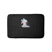 かわいいホログラフィック幽霊ハギングブラックキャットコージーガール バスマット (正面)