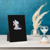 かわいいホログラフィック幽霊ハギングブラックキャットコージーガール フォトプラーク (側面)