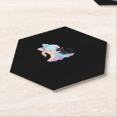 かわいいホログラフィック幽霊ハギングブラックキャットコージーガール ペーパーコースター (アングル)