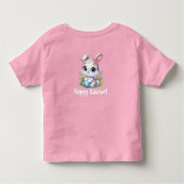 かわいいホワイトイースターバニーと卵 トドラーTシャツ (裏面)