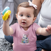 かわいいホワイトイースターバニーと卵