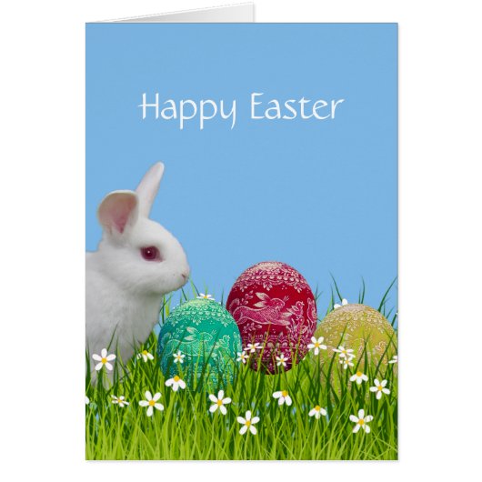 かわいいホワイトイースターバニー&エッグ色彩の鮮やかズ (正面)