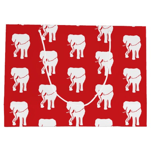 かわいいホワイトエレファントギフト交換クリスマスゲーム ラージペーパーバッグ (裏面)