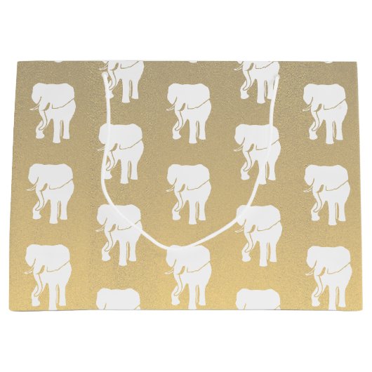 かわいいホワイトエレファントギフト交換クリスマスゲームL ラージペーパーバッグ (正面)