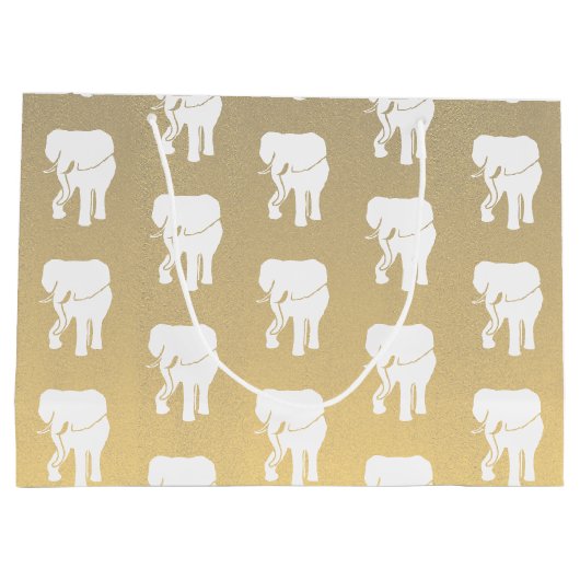 かわいいホワイトエレファントギフト交換クリスマスゲームL ラージペーパーバッグ (裏面)