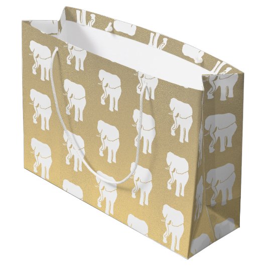 かわいいホワイトエレファントギフト交換クリスマスゲームL ラージペーパーバッグ (裏面アングル)