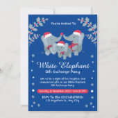 かわいいホワイトエレファントギフト交換パーティー 招待状 (正面)