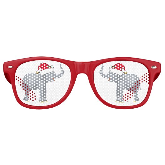 かわいいホワイトエレファントクリスマスパーティー レトロサングラス (正面)