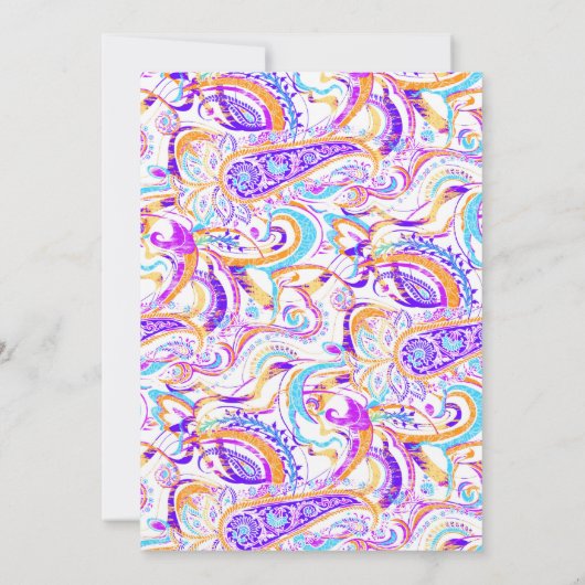 かわいいホワイトカラフルペイズリー卒業パーティー 招待状 (裏面)