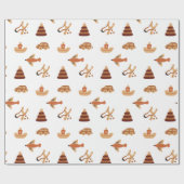 かわいいホワイトキッズトイカー飛行機ボートラッピング紙 ラッピングペーパー (フラット)