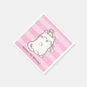 かわいいホワイトキティ猫ガールズバースデーパーティーのナプキンス スタンダードカクテルナプキン (角)