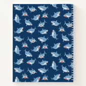 かわいいホワイトサメの海洋モノグラム子供 ノートブック (裏面)