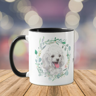 かわいいホワイトトイプードルリースコーヒーマグ マグカップ