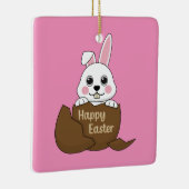 かわいいホワイトバニーinチョコレート卵ハッピーイースター セラミックオーナメント (右)