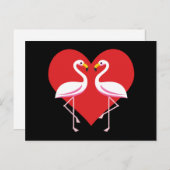 かわいいホワイトピンクフラミンゴスと赤いハート シーズンポストカード (正面/裏面)