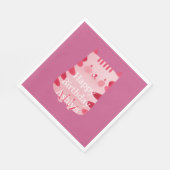 かわいいホワイトピンク猫誕生日 パーソナライズされた スタンダードランチョンナプキン (角)