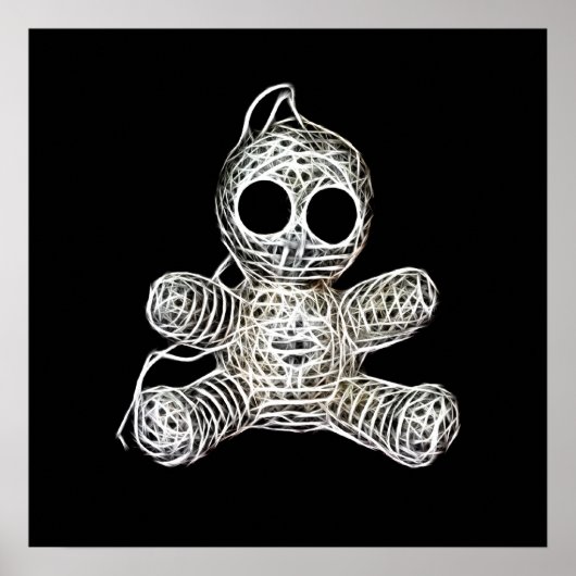 かわいいホワイトブードゥードールおもしろい魔法玩具 ポスター (正面)