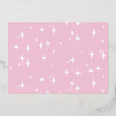 かわいいホワイトホエールガールベビーシャワーピンク招待状 箔招待状 (裏面)