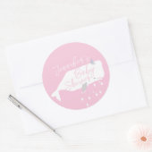 かわいいホワイトホエールガール赤ちゃんシャワーピンク ラウンドシール (封筒)