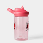 かわいいホワイトポニーと赤いハートキッズ ウォーターボトル (右面)