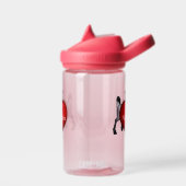 かわいいホワイトポニーと赤いハートキッズ ウォーターボトル (左面)