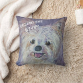 かわいいホワイトヨークシャーテリアミックス クッション (ブランケット)