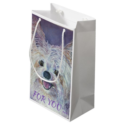 かわいいホワイトヨークシャーテリアミックス スモールペーパーバッグ (裏面アングル)