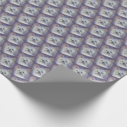 かわいいホワイトヨークシャーテリアミックス ラッピングペーパー (角)