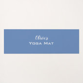 かわいいホワイトラブラドールリトリエバーミックスドッグブルー ヨガマット (裏面(横))