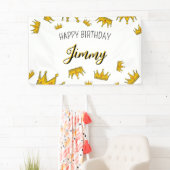 かわいいホワイト&イエロークラウンフォトキッズファッション誕生日 横断幕 (インサイチュ)