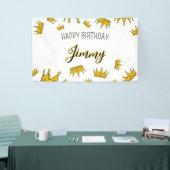 かわいいホワイト&イエロークラウンフォトキッズファッション誕生日 横断幕 (トレードショー)