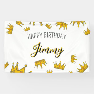 かわいいホワイト&イエロークラウンフォトキッズファッション誕生日 横断幕