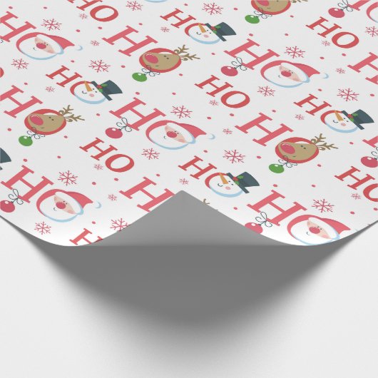 かわいいホーホーホーホーサンタ雪だるまトナカイ ラッピングペーパー (角)