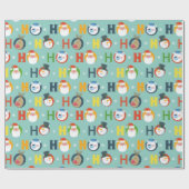 かわいいホーホーホーホーサンタ雪だるまトナカイ ラッピングペーパー (フラット)