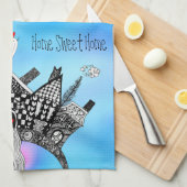 かわいいホームカラフルスイートホームキッチンタオル キッチンタオル (四つ折り)