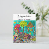 かわいいホームカラフルスイートホームグリーティングカード 招待状 (スタンド正面)