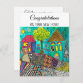 かわいいホームカラフルスイートホームグリーティングカード 招待状 (正面/裏面)