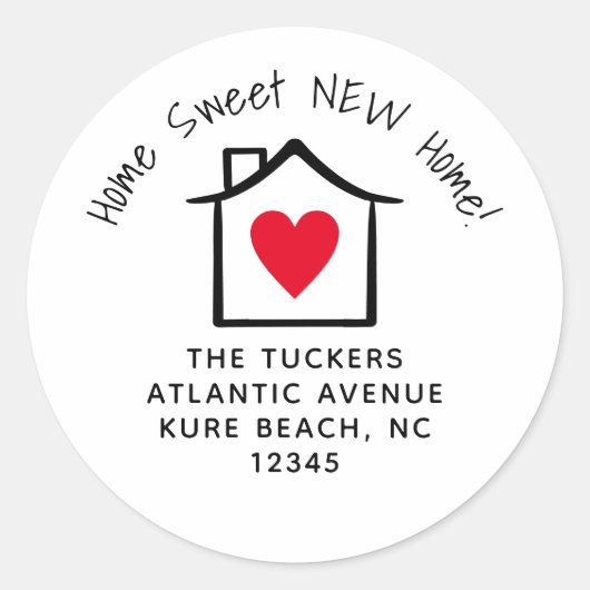 かわいいホームスイートニューホーム住所 シールステッカー ラウンドシール (正面)