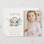 かわいいホーリーコー 植物 ニュートラル フォト 子供 誕生日 サンキューカード (正面)