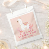 かわいいホールラマおもしろいピンク1歳の誕生日パーティー フェイバーバッグ (クリップ留めされた状態)