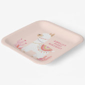 かわいいホールラマおもしろいピンク1歳の誕生日パーティー ペーパープレート (傾斜あり)