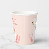 かわいいホールラマおもしろいピンク1歳の誕生日パーティー 紙コップ (右)