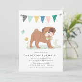 かわいいボウタイパグ誕生日パーティー 招待状 (スタンド正面)