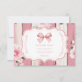 かわいいボウファンシーフローラワンガール1st誕生日 サンキューカード (正面)