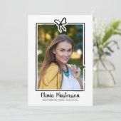 かわいいボウフレームフォトオープンハウス卒業パーティー 招待状 (スタンド正面)