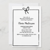 かわいいボウフレームフォトオープンハウス卒業パーティー 招待状 (裏面)