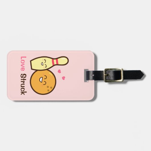 かわいいボウリングとピンの愛 ラゲッジタグ (正面横)
