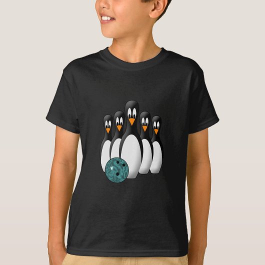 かわいいボウリングのピン型ペンギン Tシャツ (正面)