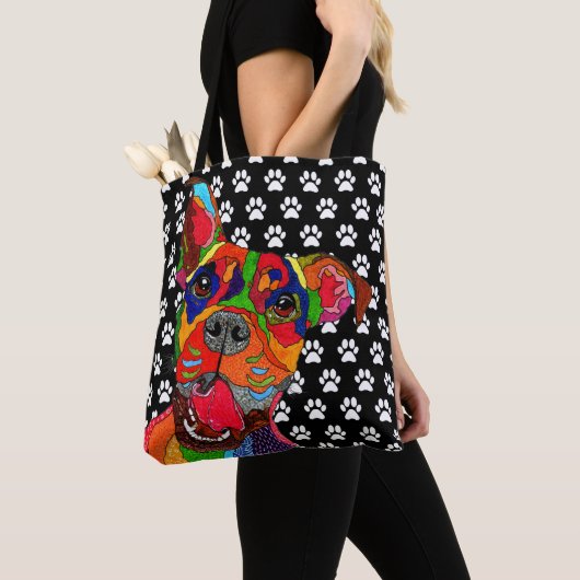 かわいいボクカラフルサードドッグトートバッグ トートバッグ (クローズアップ)